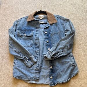 Universal Thread Blue Denim Jacket with Tan Collar